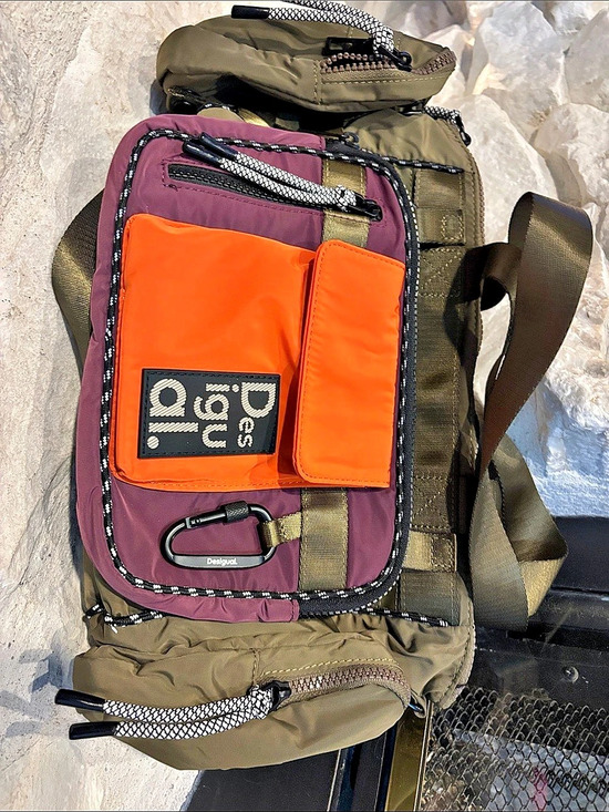 Desigual Handbags - Desigual Olive, Purple & Orange Multiway Voyager Backpack
